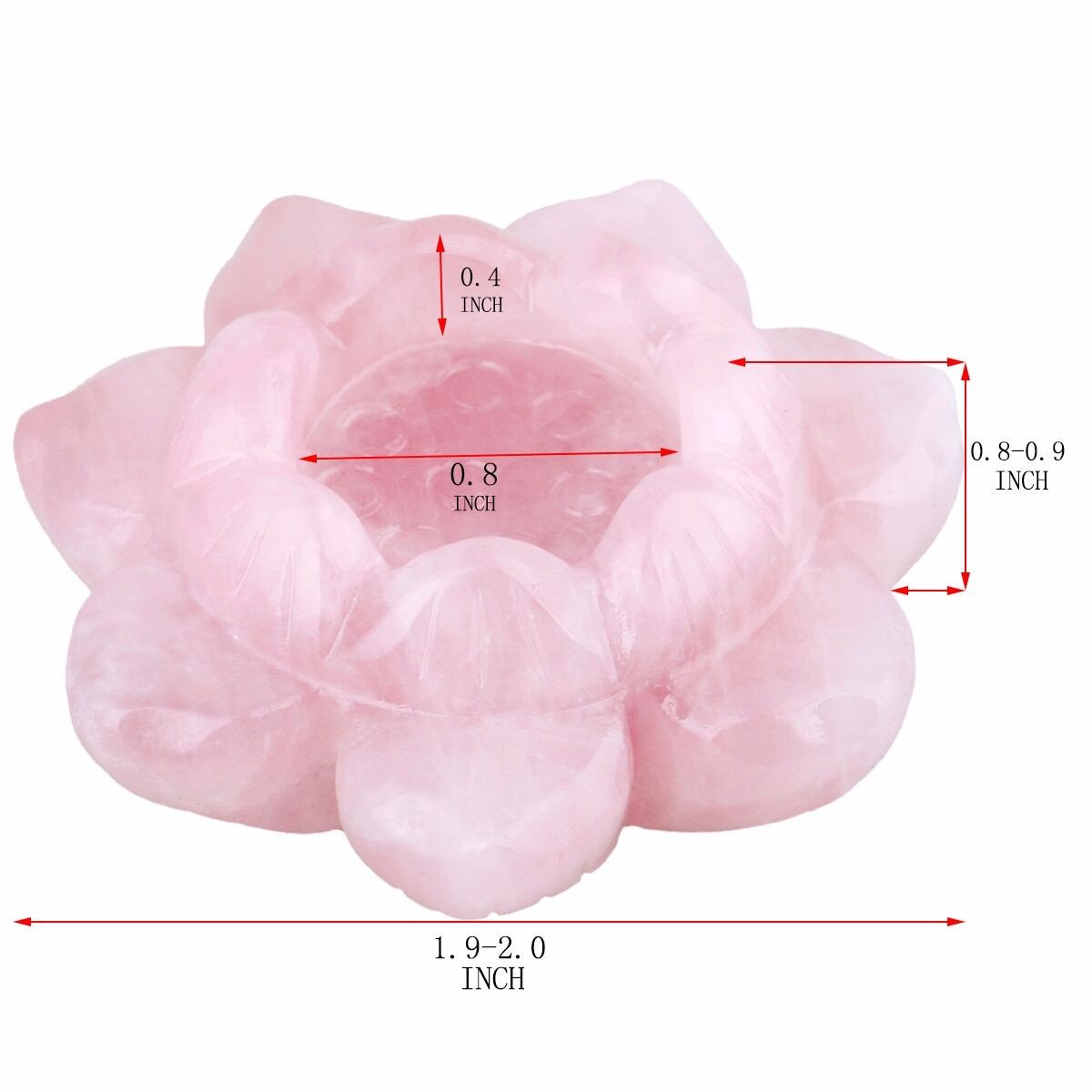 SUNYIK Handcarved Stone Lotus Flower Figurine Sculpture, Natural Healing Crystal Ball Stand Decoration, Rose Quartz, 2"