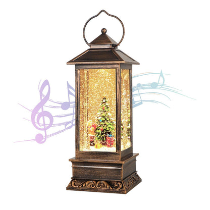Christmas Snow Globe Lantern Crystal Glitter Lantern Features 8 Songs and 6-Hour Timer Function Ideal for Holiday Decorations and Gifts USB and Battery-Powered Snow Globe (Christmas Tree)