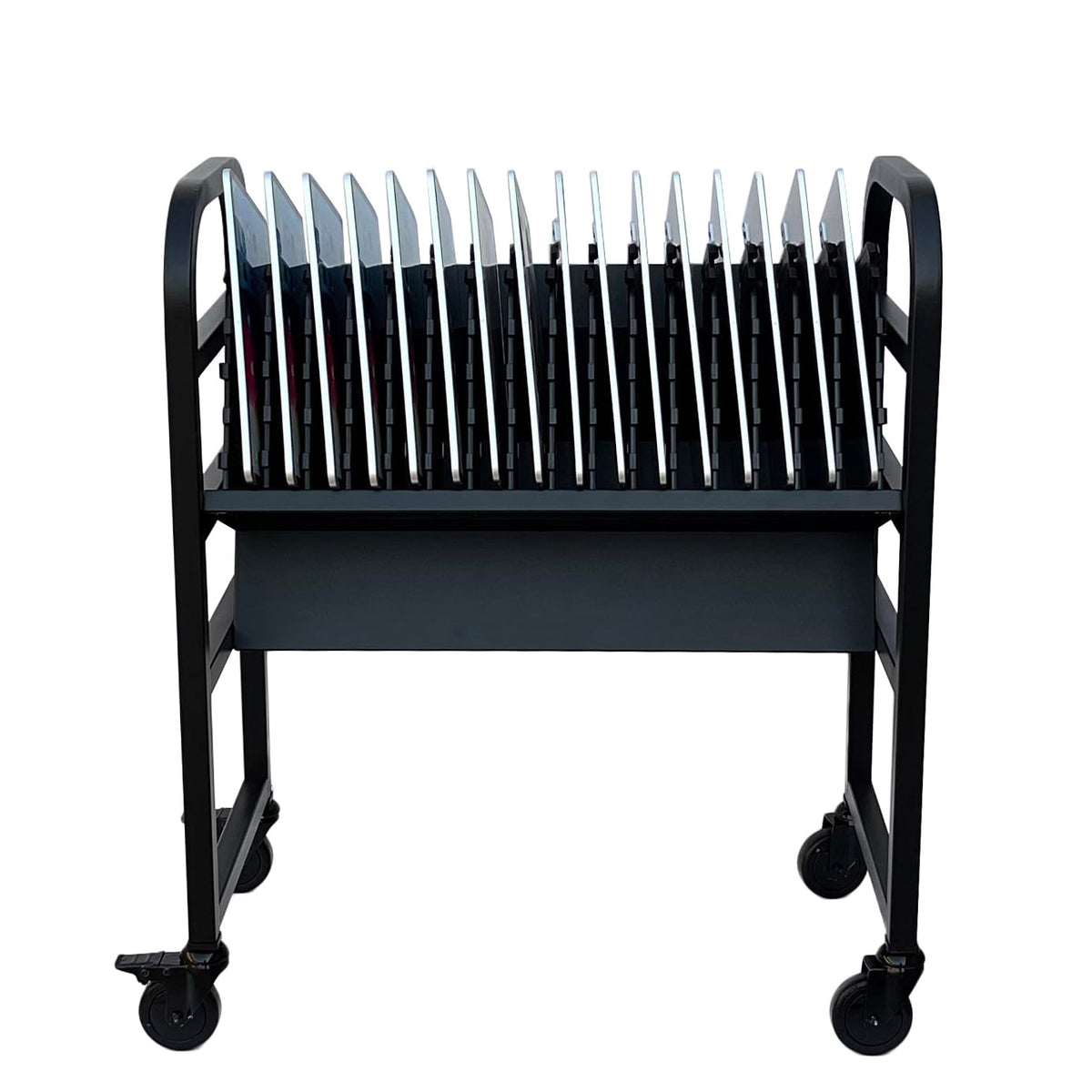 Workington 16-Device Mobile Open School Charging Cart Station for Ipads, Chromebooks, Tablets and Laptops Computer with Power Strip Included, Assembly Required, 1005 Black