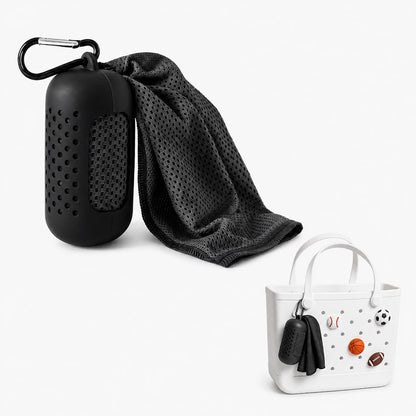 Cooling Towel with Clip Case – Quick-Dry Neck Wrap for Sports, Beach Tote Bags, Gym, Travel & Outdoor Heat