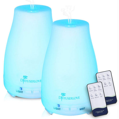 Diffuserlove Essential Oil Diffusers 200ML Remote Control Ultrasonic Mist Humidifiers BPA-Free Aromatherapy Diffuser with 7 Color Lights, Auto Shut-Off for Bedroom Office Kitchen
