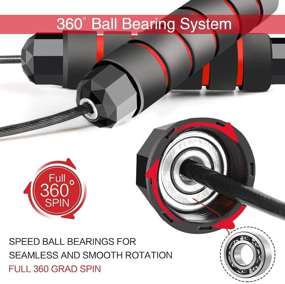 Two pack Jump Rope Skipping Rope for Rope Skipping, Speed Jump Rope for Exercise,Jump Rope for Kids Men Women for Fitness (Red and Blue)