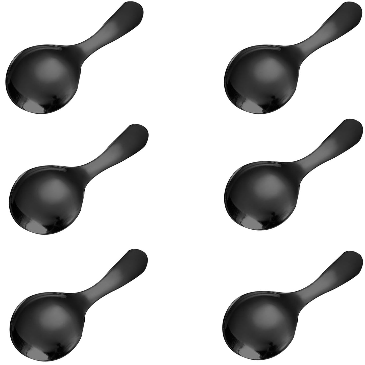6 Pcs Stainless Steel Mini Spoon Short Handle Small Round Suitable For Dessert, Tea, Coffee, Cake, Sugar, Ice Cream Coffee Tea Spoon. (Silver A)
