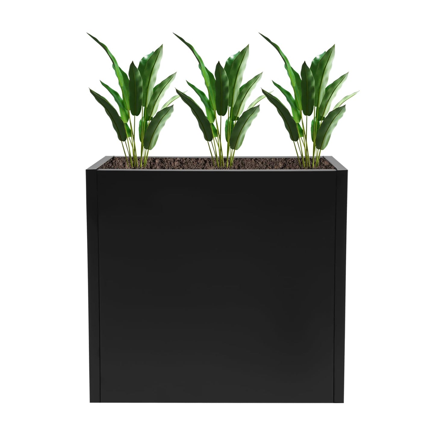 HinLIaDa Metal Planter Boxes, Tall Outdoor/Indoor Planter Box, Rectangular Large Flowerpot with Drainage Holes, Heavy Duty Steel Flower Pot for Commercial Residential, Patio, Deck, Garden, Black