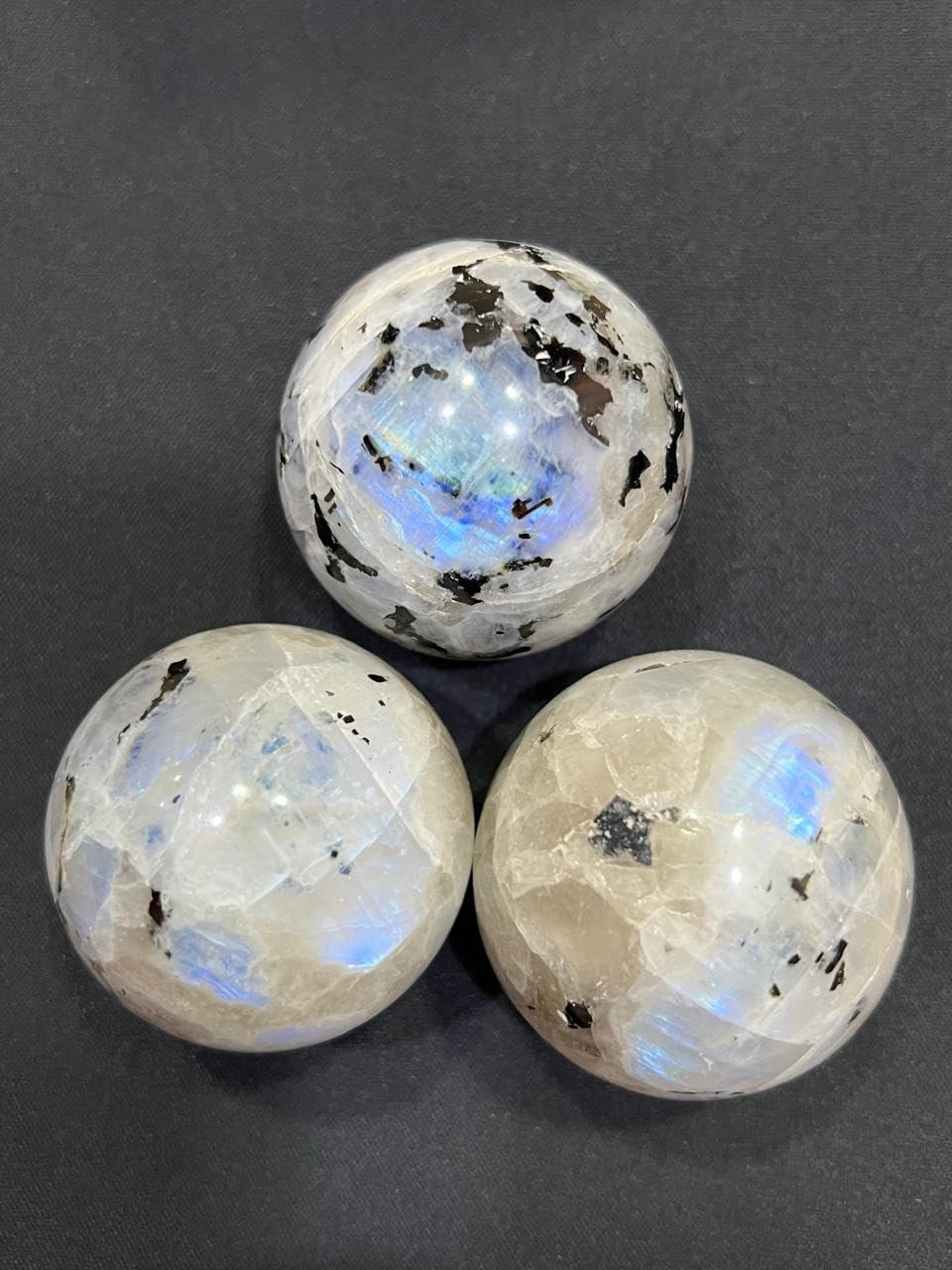 Wholesale Gem Shop Rainbow Moonstone Sphere 40-45 mm with Stand