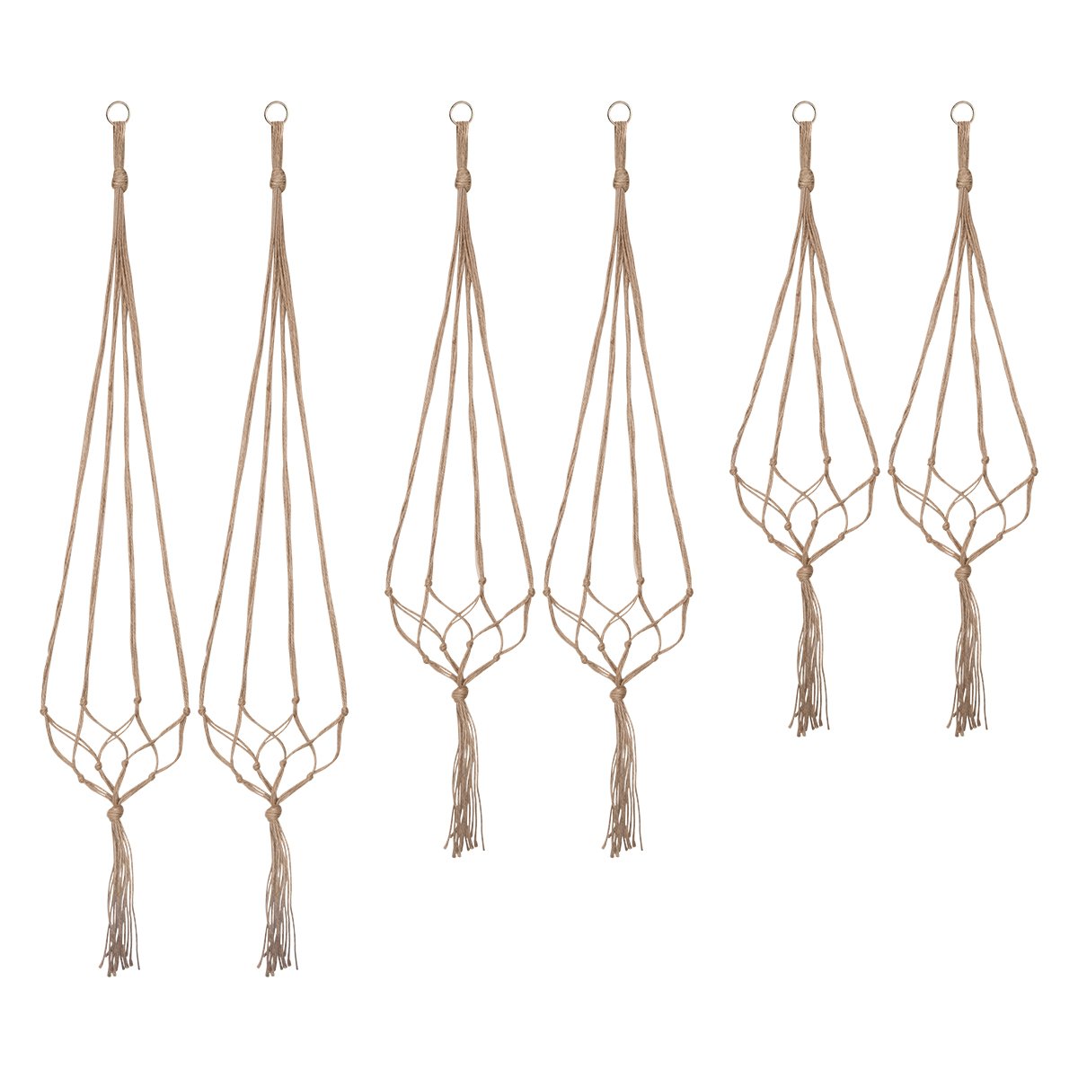 Petutu Plant Hangers Indoor Macrame Hanging Planter Holder 6 Pack, 3 Sizes