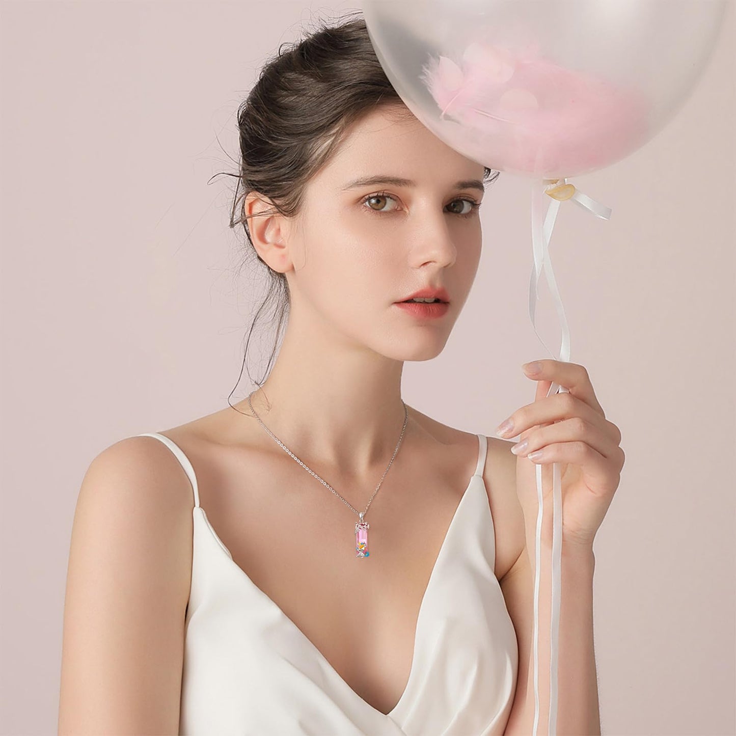 AENEAS Unicorn Necklace for Women 925 Sterling Silver Unicorn Pendant Necklace Pink Crystal Jewelry Gift for Women Daughter Wife