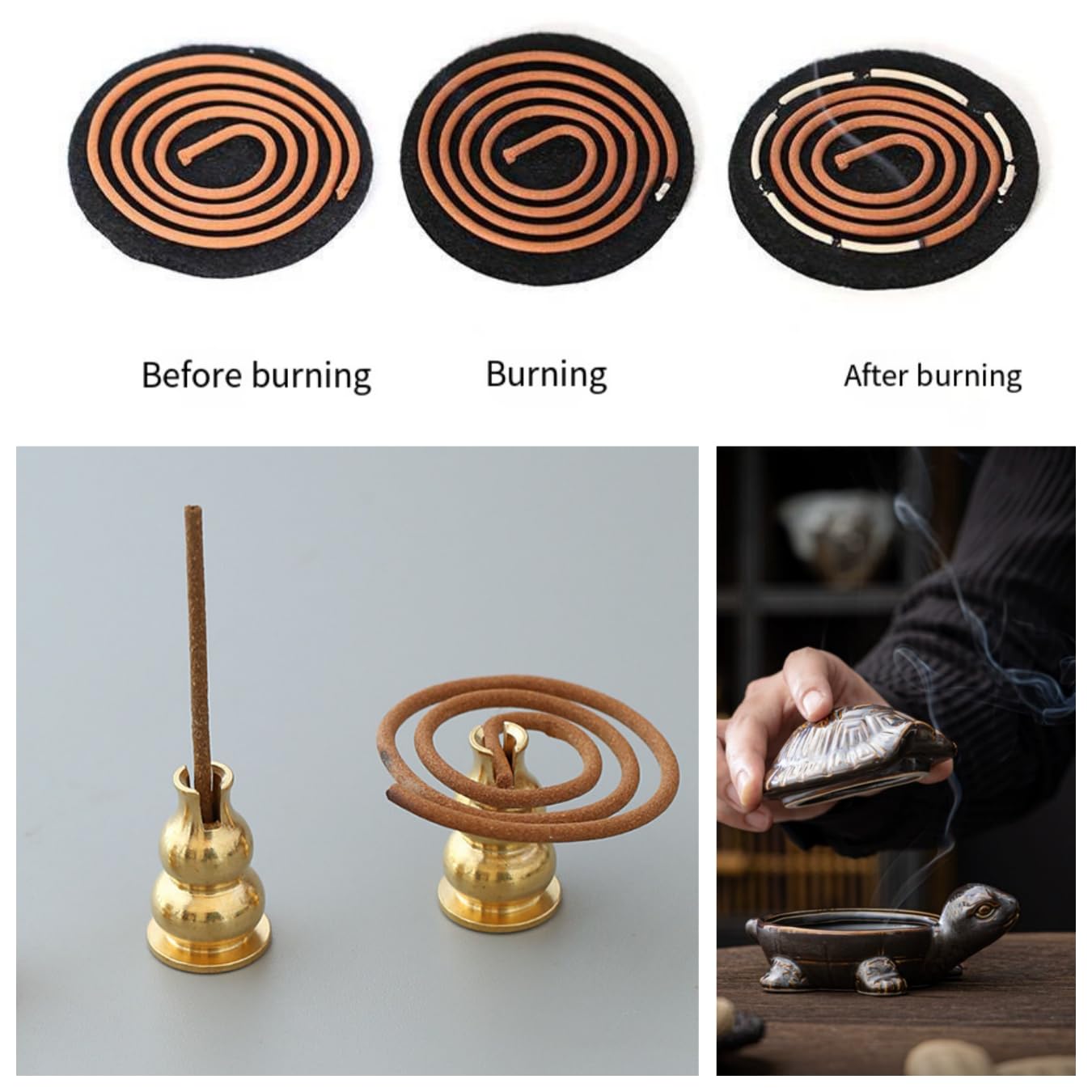Ceramic Incense Burner, Multi-Functional Incense Burner Holder for Incense Sticks, Coil Incense and Cones, Perfect Home Decor