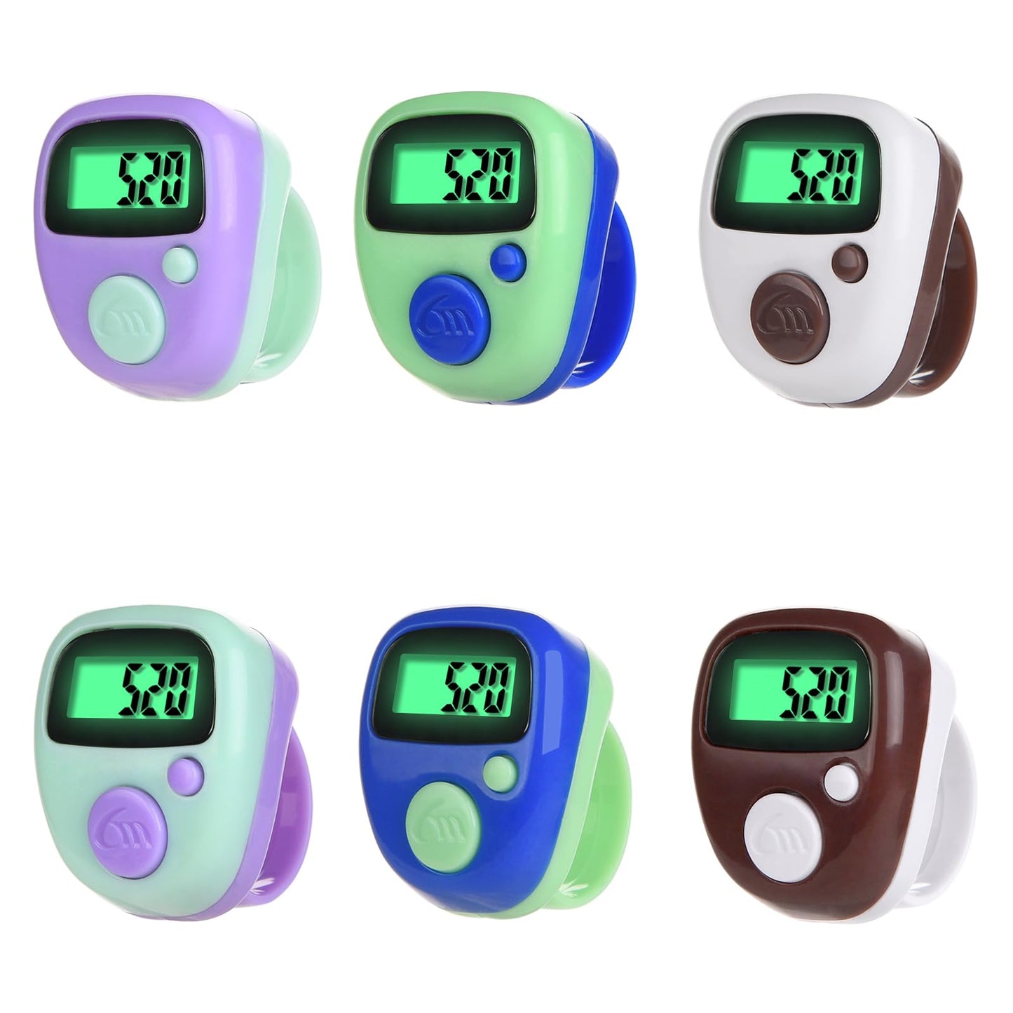 WEIMELTOY Electronic Finger Counter Clicker Counter with LED 5 Digit LCD Tally Counter Direct Wear Counting for Knitting/Golf/Coaching/Goods/Counting/Lap Etc 6 Pack(with Spare Battery)