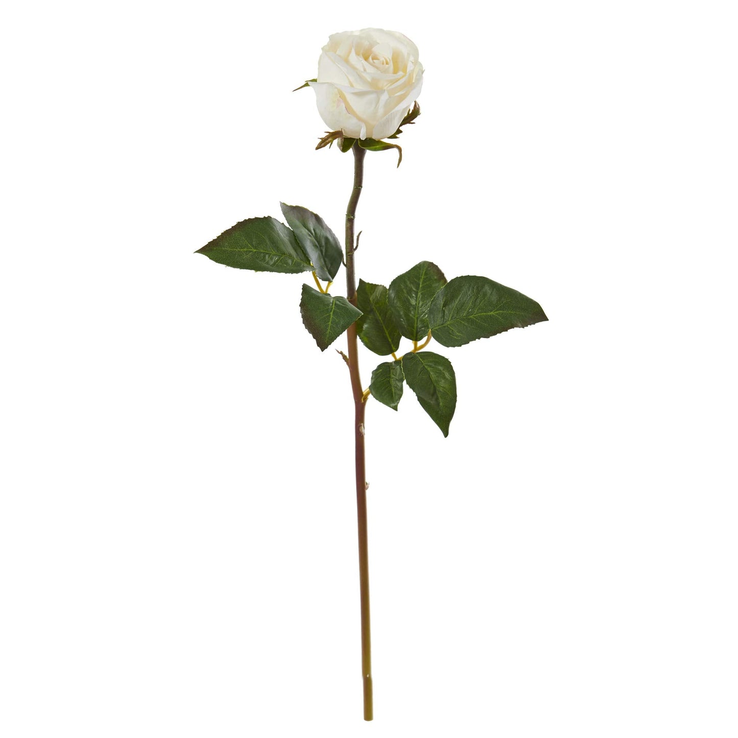 Nearly Natural 20in. Rose Artificial Bud (Set of 6) Silk Flowers, White