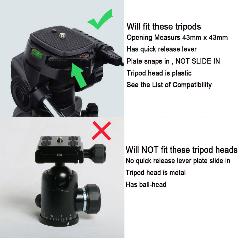 Harwerrel 2 Pack Tripod Quick Release Plate Camera Mount Adapter Replacement for Amazon Basics 60" Velbon CX-444 CX-888 CX-460 CX-460mini CX-470 CX-570 CX-690 DF-50 VCT-D580RM VCT-D680RM VCT-R640