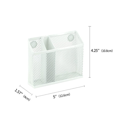 Neudeco Locker Organizer Kit, 4-Piece Set with Foldable Mesh Locker Shelf and Magnetic Pen Holders, Stackable Storage for School, Work & Gym Lockers, White