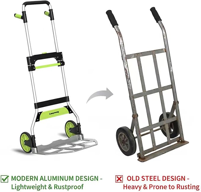 Leeyoung Folding Hand Truck and Dolly, 309 lb Capacity Aluminum Portable Cart