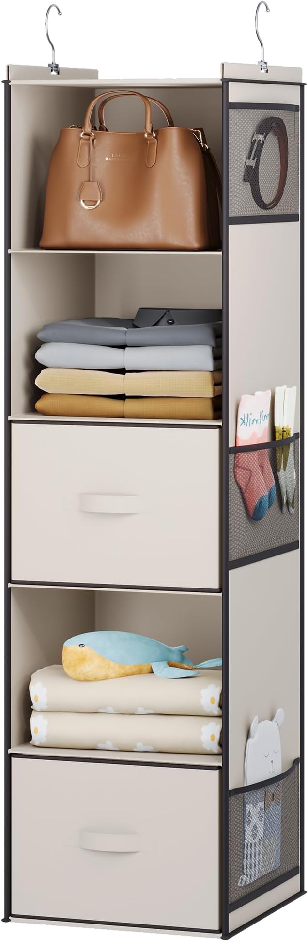 YOUDENOVA Hanging Closet Organizer, 5 Tier Hanging Closet Shelves