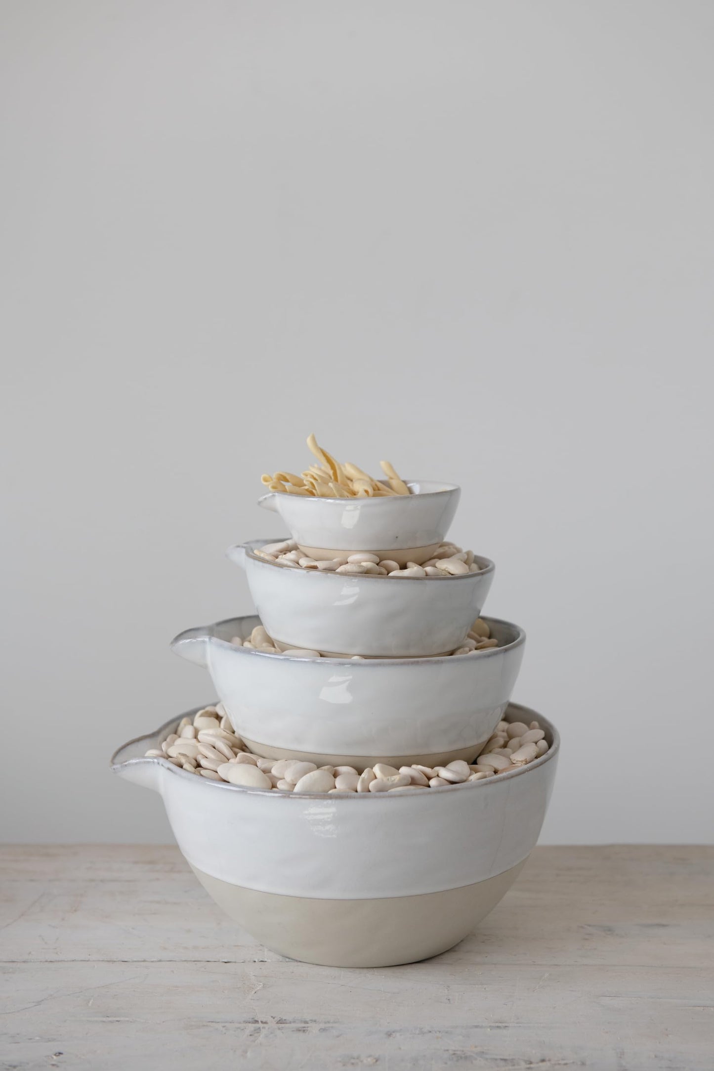 Stoneware White Batter Bowls (Set of 4)