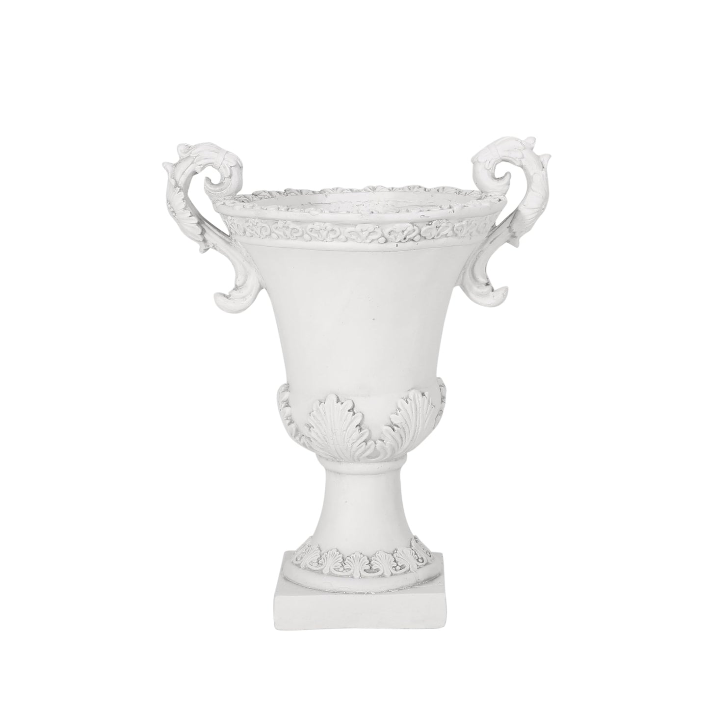 Garden Urn Planter – Roman Design, Faux-Stone Finish, Weather-Resistant for Indoor/Outdoor Use, Multi-Purpose Planter with Drainage Hole and Stopper