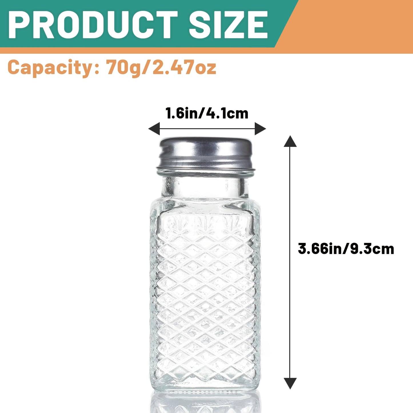 Wongblee 2 Pack Glass Salt and Pepper Shakers Set, Vintage Spice Shakers for Dining Room Table, Kitchen, Restaurant (Grid Pattern)