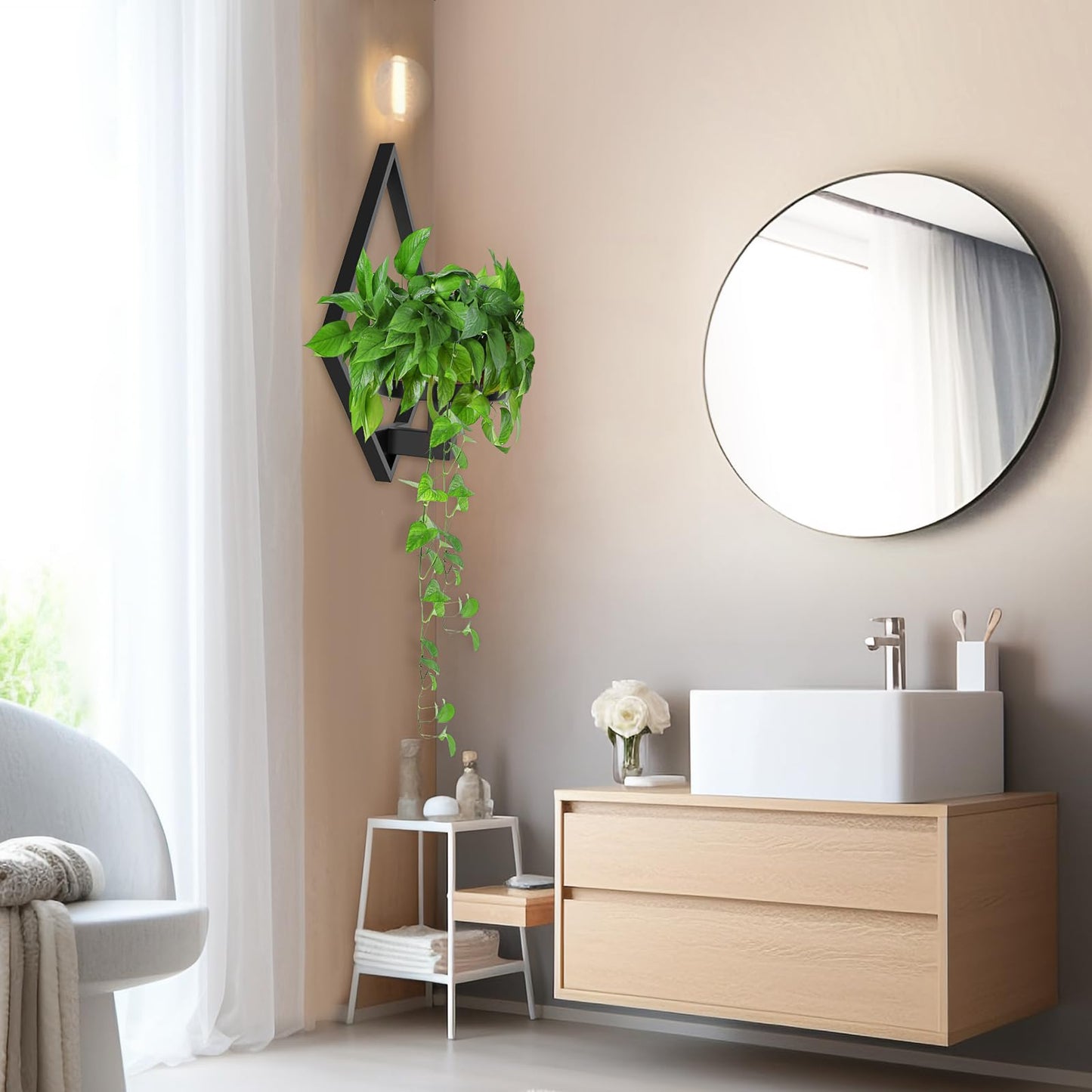 Sbosbo Wall Plant Holder, 3 Pack Metal Floating Shelves Indoor, Window Sill Plant Shelf for Bedroom Bathroom Living Room Home Office