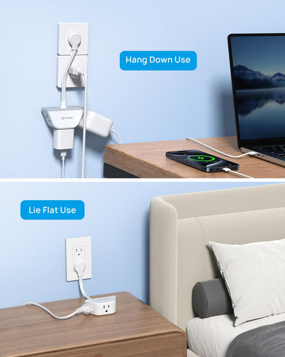 TROND Multi Plug Outlet Extender 2 Pack - Electrical Wall Splitter, 3 Way Angled Wall Outlet Adapter, Cruise Essentials, Small Multiple Plug Expander for Cruise Ship Home Office Dorm Room, White