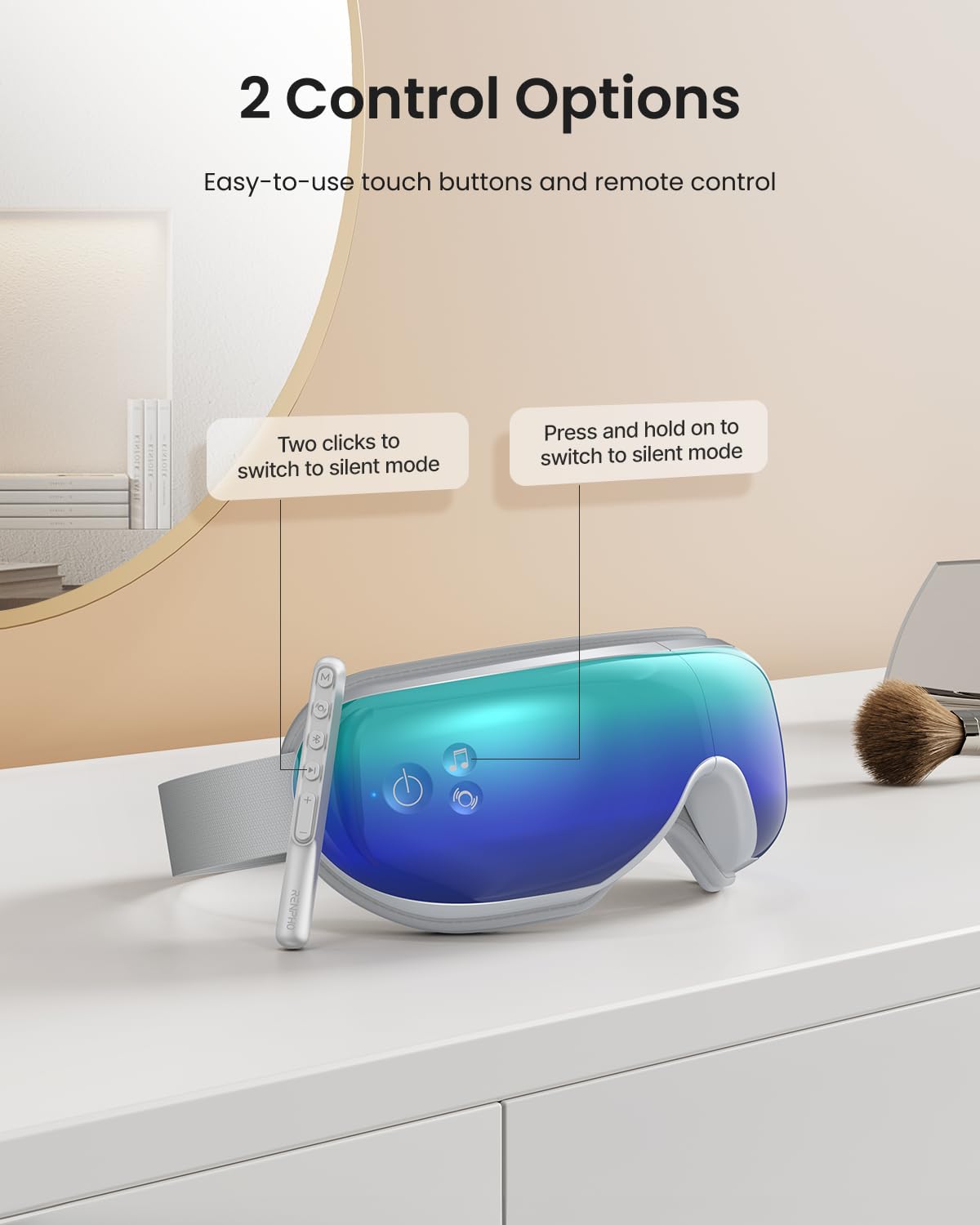 RENPHO Eyeris 1 Eye Massager with Remote, Birthday Christmas Gifts for Women Men Her Him, Sleep Mask with Heat, Compression, Headache Massager Scalp for Strain Relief, Migraine Relief, Reduce Stye Eye