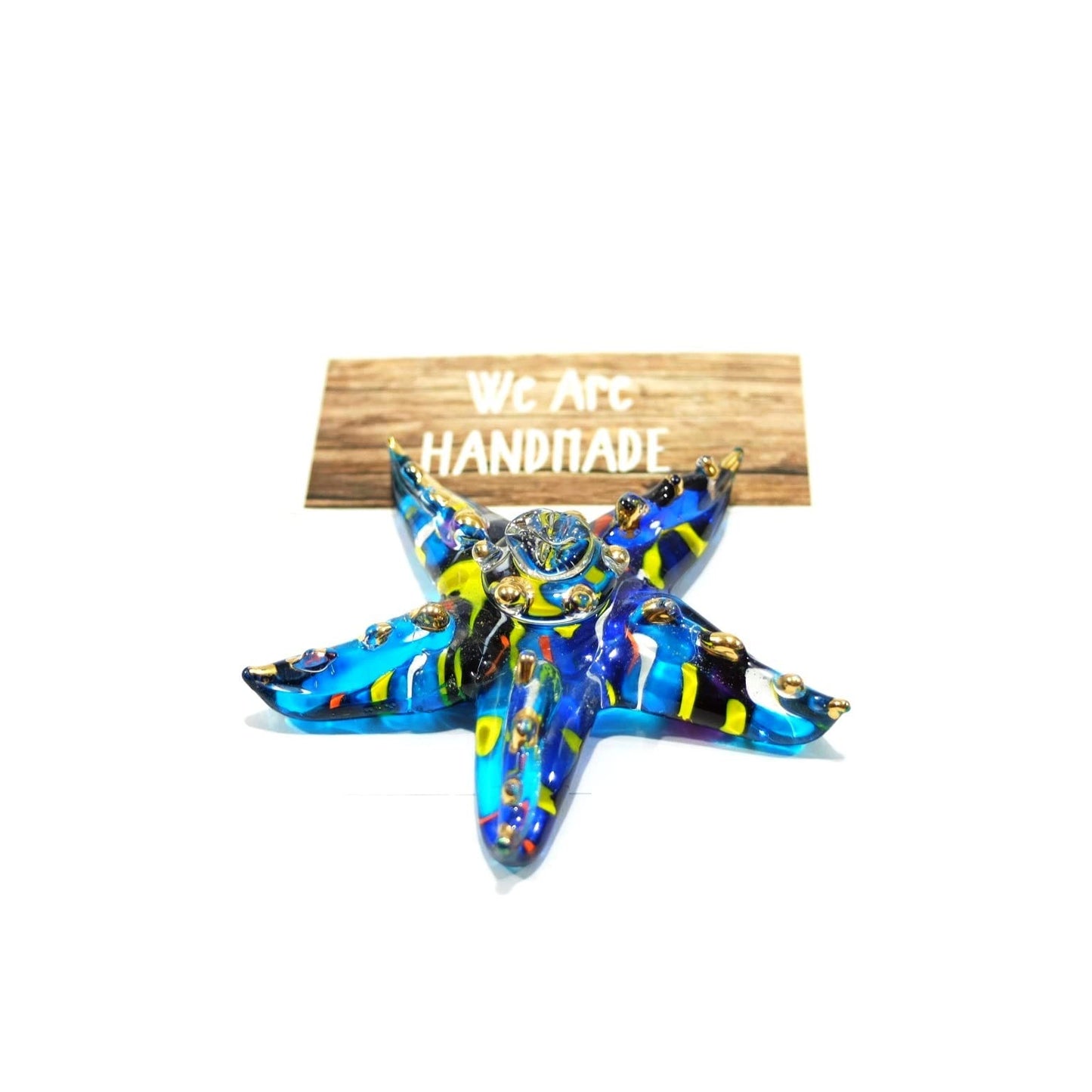 Handmade Mini 2" Blue Starfish Figures Blown Glass Art/Miniature Ocean Animals/Collectible Figurines Gift Ideas/Tiny Ornament Cool Stuff Decor N2 - Model 2022