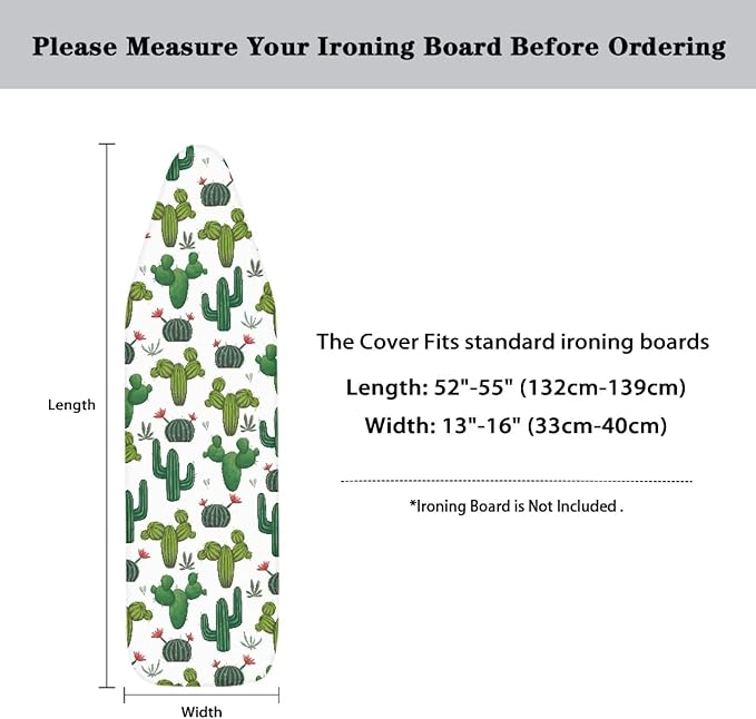 Sprowallow Cactus Extra-Wide Ironing Board Cover and Pad