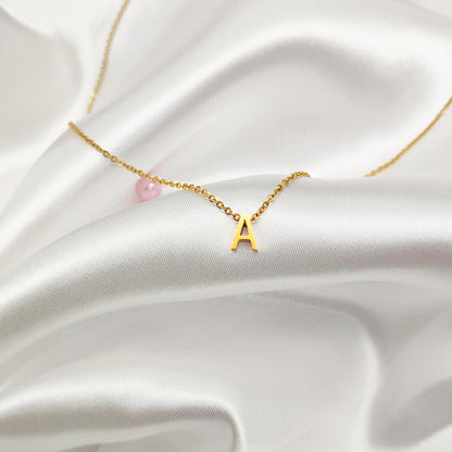 Scaleer Small Initial Necklace 18K Gold Plated Stainless Steel Tiny Letter L Necklace Personalized Monogram Name Necklace for Women