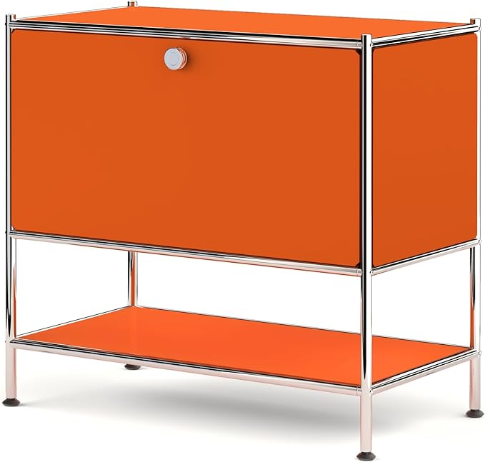 Metal Sidetable with Flap Door, 27.5" Height