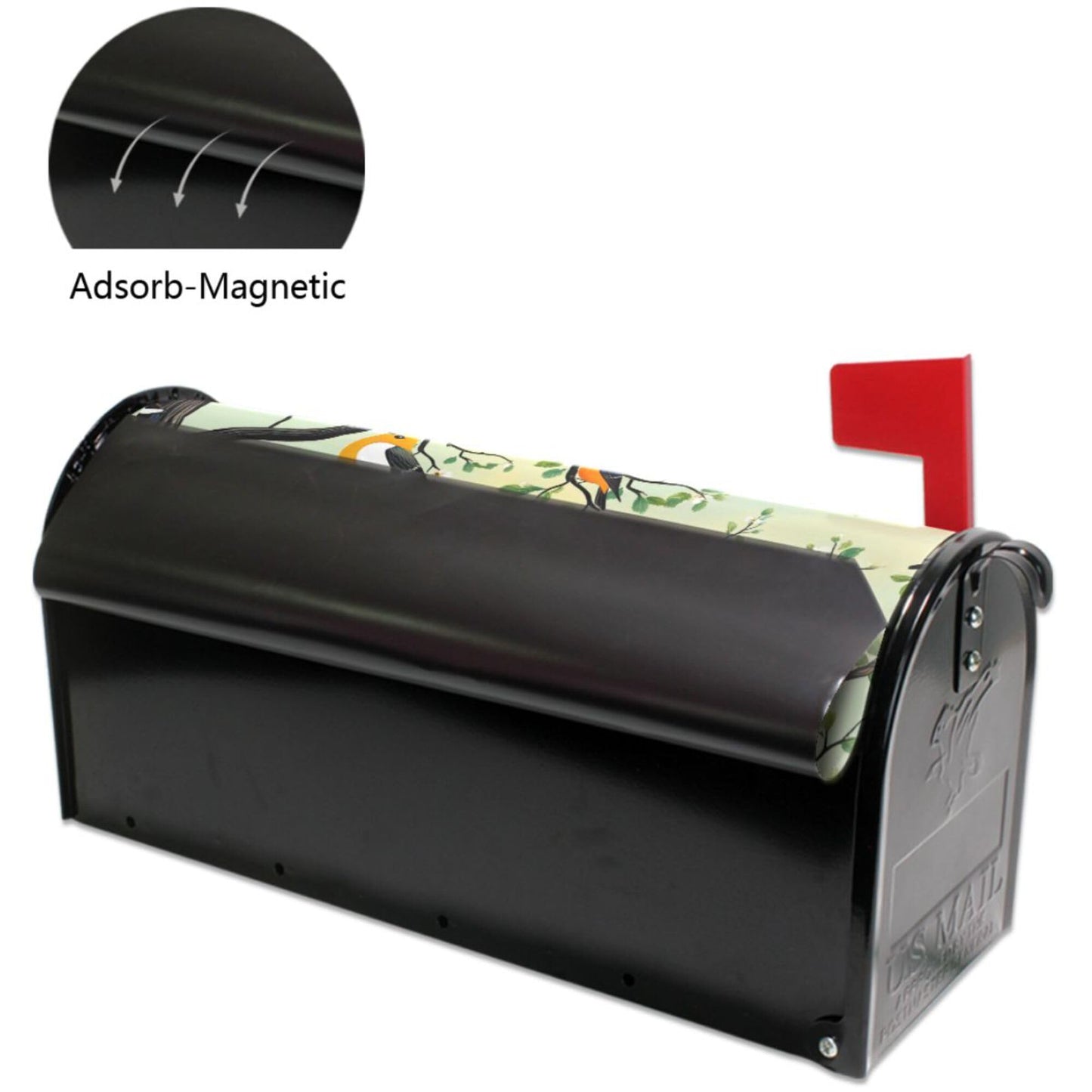 Wamika Spring Flowers Magnetic Mailbox Covers Cherry Blossoms Birds Mailbox Cover Over Size Full Magnet Garden Yard Porch Mail Boxes Cover Holiday Decorations 25" L x 21" W