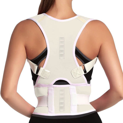 Thoracic Back Brace Posture Corrector- Magnetic Lumbar Back Support Belt-Back Pain Relief, Improve Thoracic Kyphosis, for Lower and Upper Back Pain Men & Women (White, X-Large)