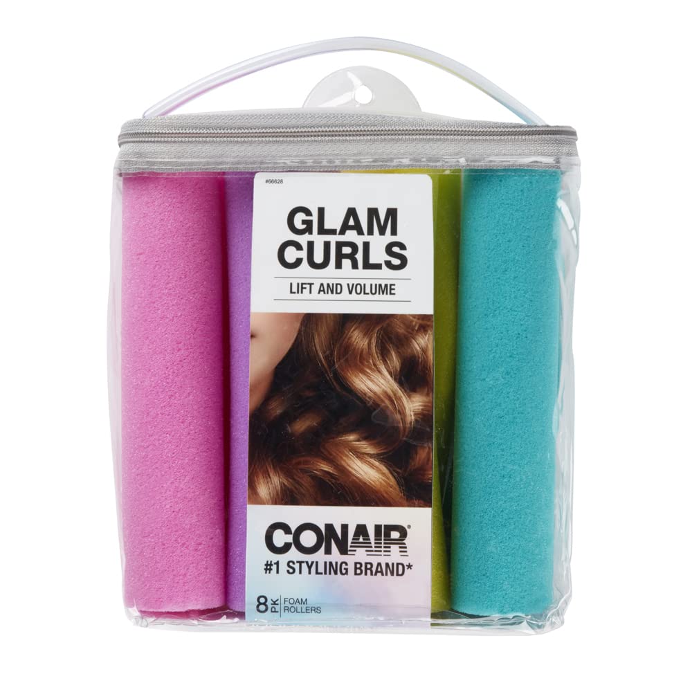 Conair Foam Hair Rollers - Heatless hair curlers - Foam Rollers - Heatless Hair rollers in Large - Pink - 9 Count w/storage case
