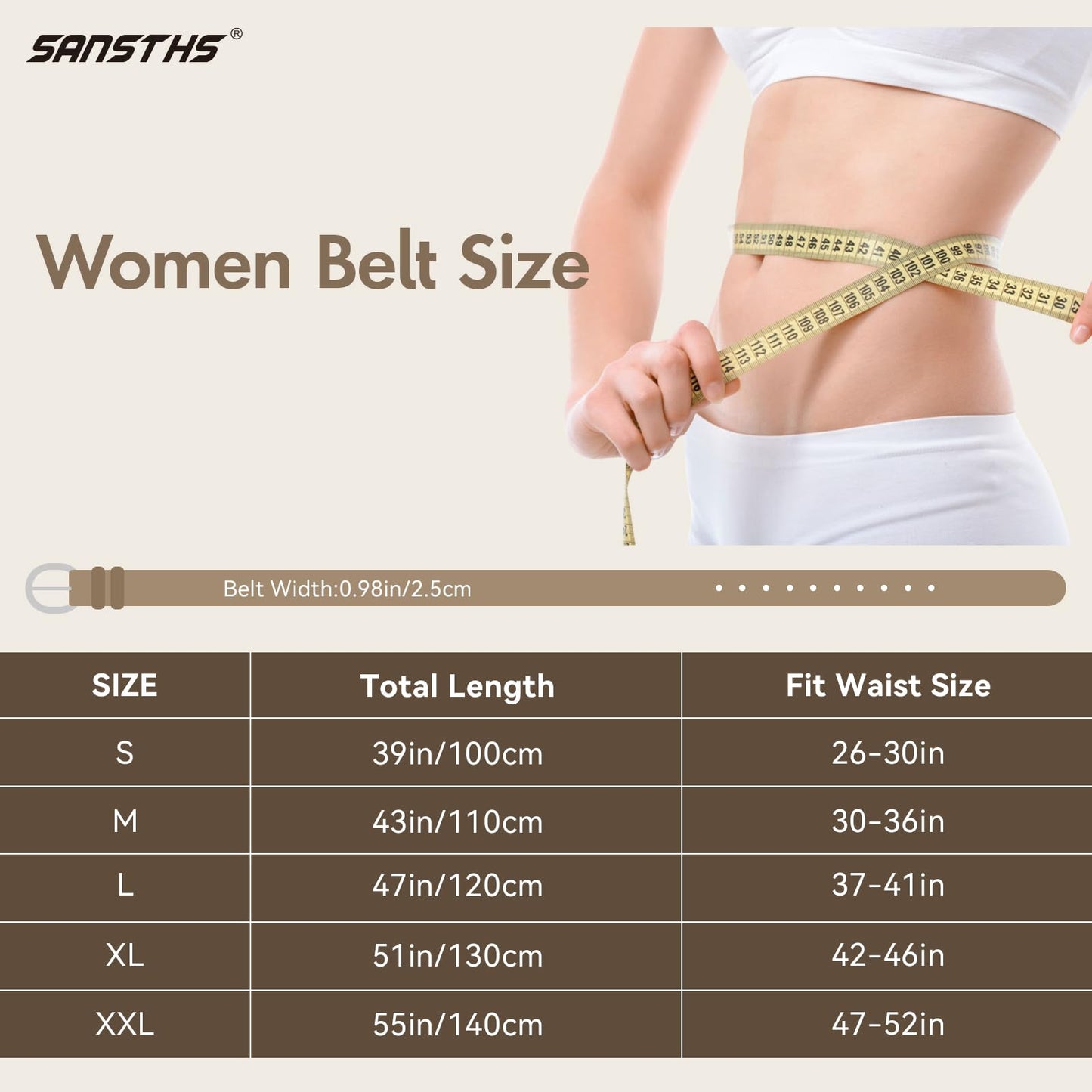 SANSTHS Women Leather Belt for Jeans Pants Fashion Ladies Skinny Belt for Dresses Thin Belt with Single Prong Buckle,Black,L