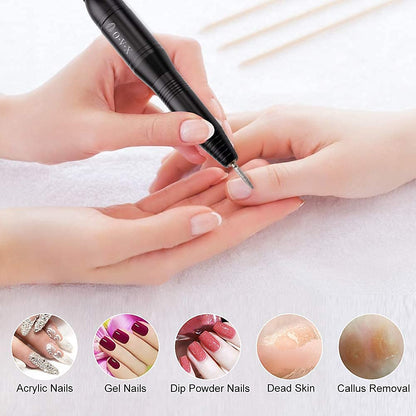 Portable Electric Nail Drill Machine, Professional 20000 RPM USB Manicure Pedicure Drills for Acrylic Nails Gel Polishing Shape Tools