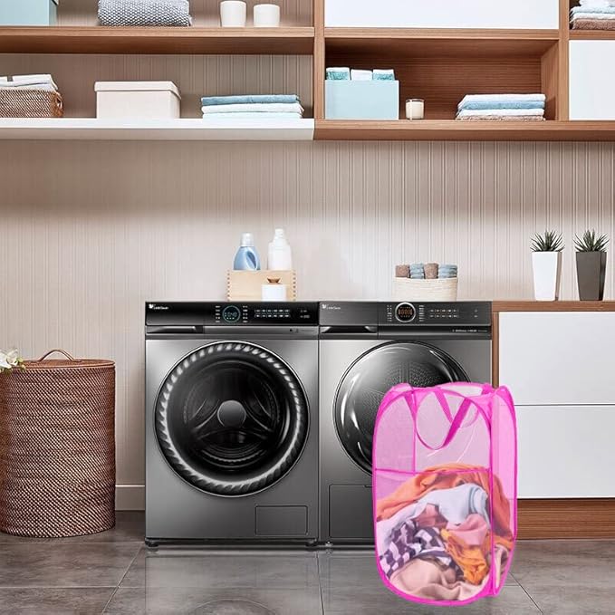 Pop Up Laundry Hamper, Portable Mesh Laundry Basket, Collapsible Clothes