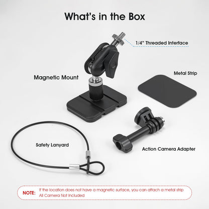 Magnetic Camera Fence Mount for Sports Recording, Universal Pole Mount fits for GoPro Insta360 X5 Mevo Camera, Flexible Fold Magnet Base for Flat & Curved Surfaces, Gym & Training Video Mount