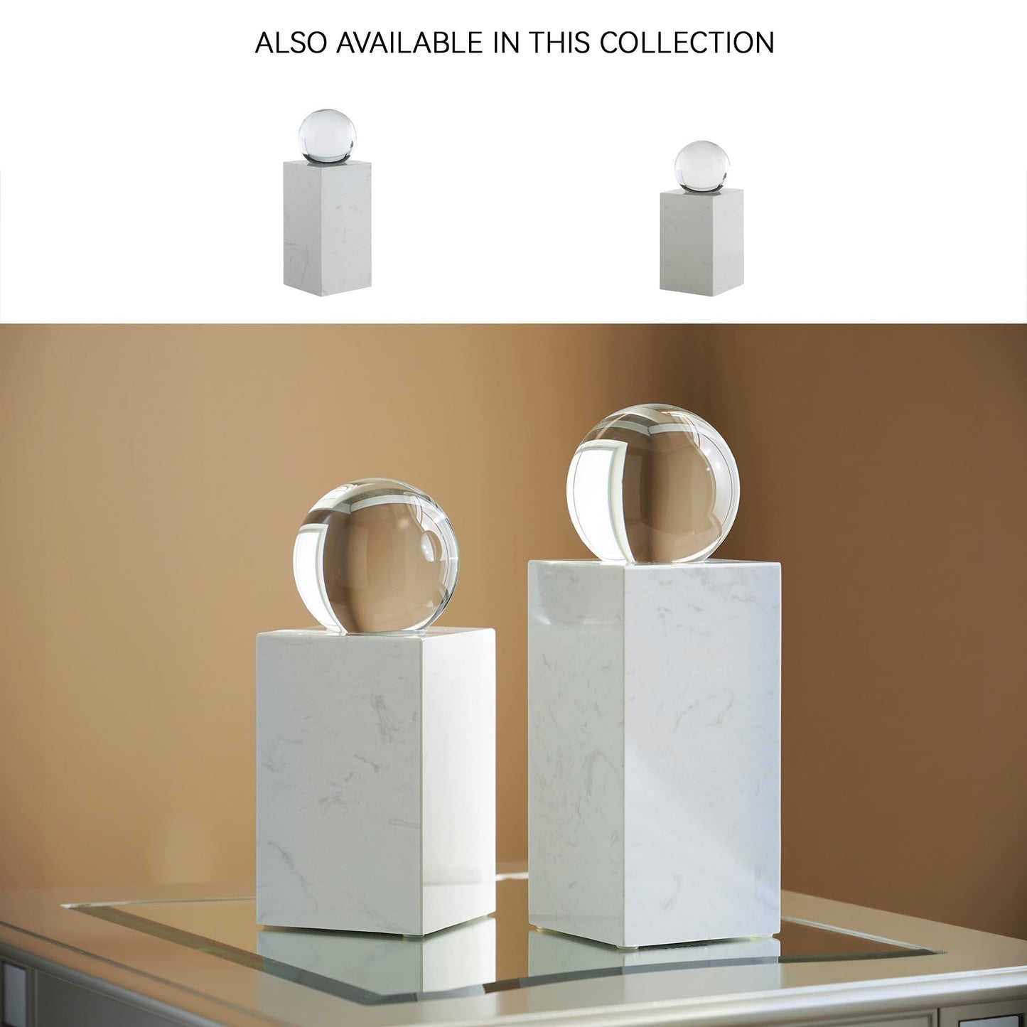Signature Design by Ashley Sellner Contemporary Marble and Crystal Sculpture, White