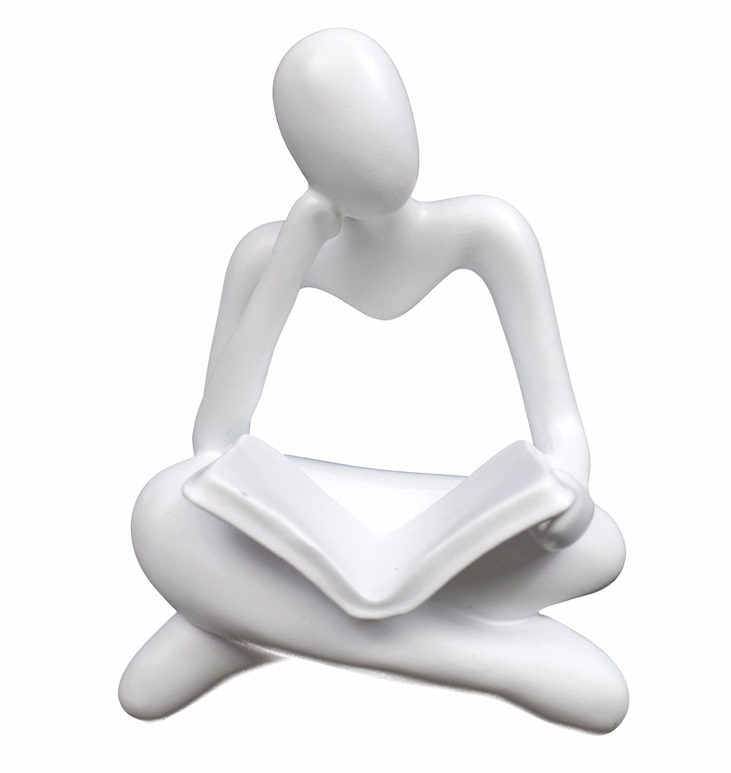 HAFKOIS Thinker Statue Reading Women Figurine Abstract Art Sculpture Home Decor Modern White Decor Accents White Thinker Figurines for Living Room Shelves Bookshelf Office Shelf Desktop Decor