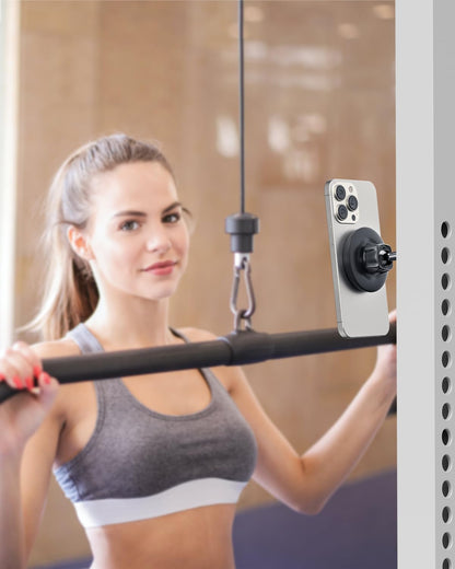 APPS2Car Magnetic Phone Holder for Gym, Alloy Base & Ball Joint, Attach to Metal Surfaces, Dual Magnet Phone Mount for MagSafe iPhone 12-17 Series