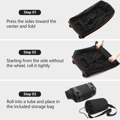 Bagenerous 110L/140L Expandable Soft-Sided Foldable Duffle Bag with 2 Rubber Wheels,Packable 32” Rolling Carry-On with Multi-Pockets & Compartments,Black Orange