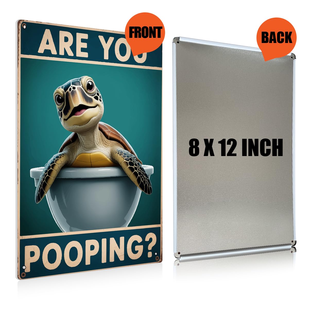BEASTZHENG Funny Sea Turtle Bathroom Metal Tin Sign – Are You Pooping Turtle Decor, Ocean Theme Wall Art, Tropical Turtle Bathroom Accessories, Sea Life Tin Sign for Restroom