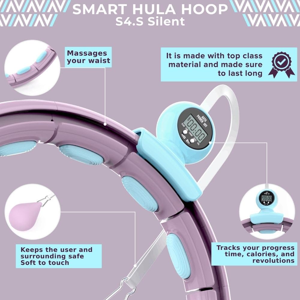 Swiss Activa+ Smart Hula Hoop S4.S XXL Extension Set - No Falling Hula Hoop - Hula Hoop 51 in - Fitness Hula Hoop with Weighted - Fitness Hoop Hula Hoop with Ball - Smart Hoola Hoop