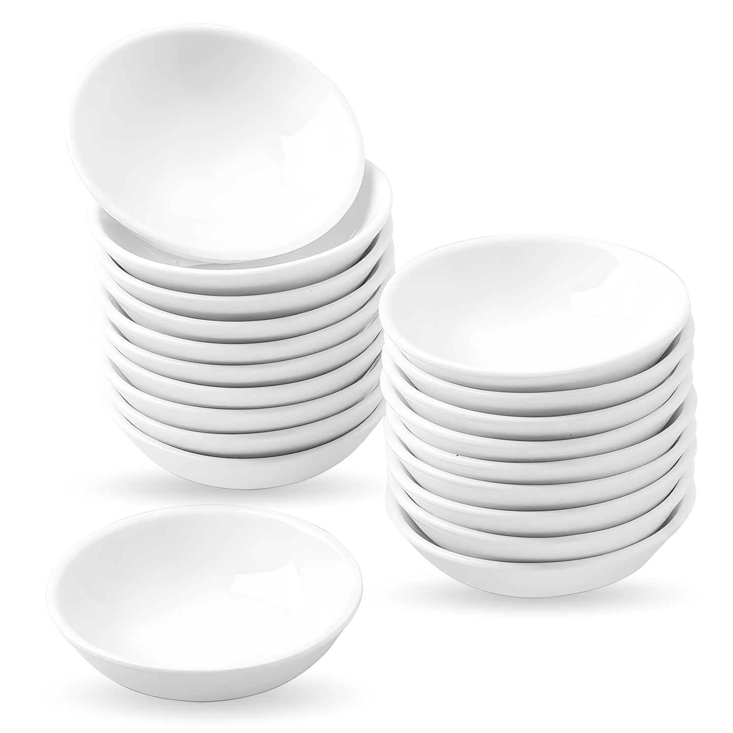UIBFCWN 20 Pack Ceramic Dipping Bowls, 3 Inch Dipping Sauce Bowls/Dishes, 1.2 oz Soy Sauce Dish, Asian Dipping Dishes for Ketchup, BBQ, Side Dish, Sushi, Condiments, Appetizer