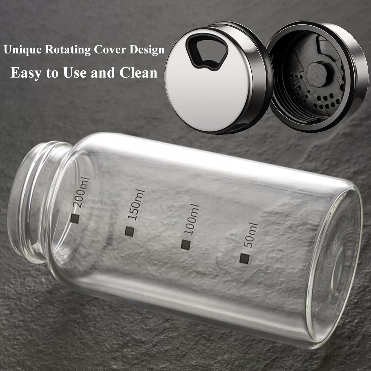 7 oz Salt and Pepper Shakers Set with Adjustable Outlet Holes Clear Glass Bottles Spice Seasoning Cans Jar for Kitchen Decor and Home Restaurant BBQ Camping Farmhouse Kitchen Accessories(5 Pcs, 200ML)