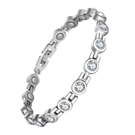 Jecanori Magnetic Bracelets for Women, Stainless Steel Magnetic Bracelet with Neodymium Magnets & Sparkling Crystals, Ideal Gifts