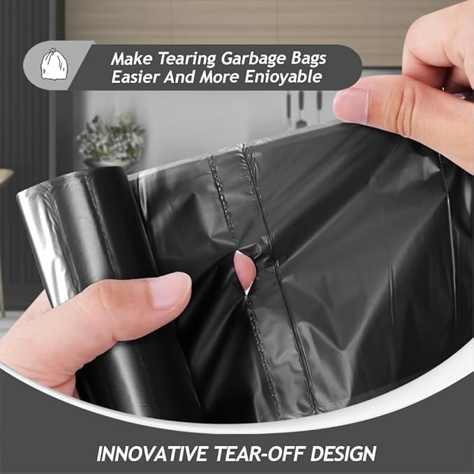 Teivio 7 Gallon 120 Counts Medium Black Garbage Bags fit 6 Gal, 7 Gal Trash Bags