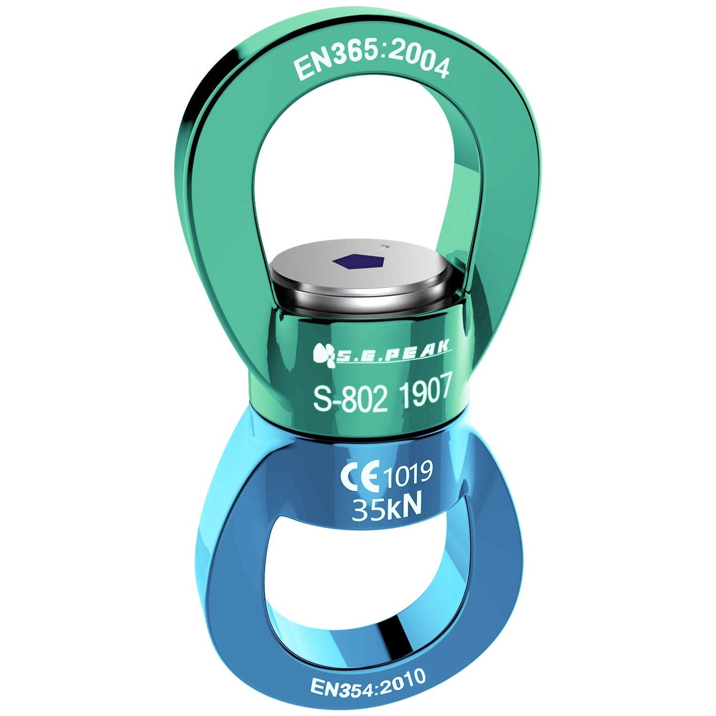 PROND Swing Swivel 35kN Safest Rotational Device, Swing Spinner, Carabiner Swivel, Climbing Rope Swivels for Children’s Web Tree Swing Setting, Aerial Dance, Hanging Hammock (Green Blue)