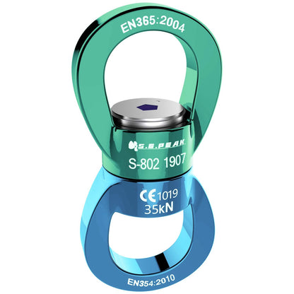 PROND Swing Swivel 35kN Safest Rotational Device, Swing Spinner, Carabiner Swivel, Climbing Rope Swivels for Children’s Web Tree Swing Setting, Aerial Dance, Hanging Hammock (Green Blue)