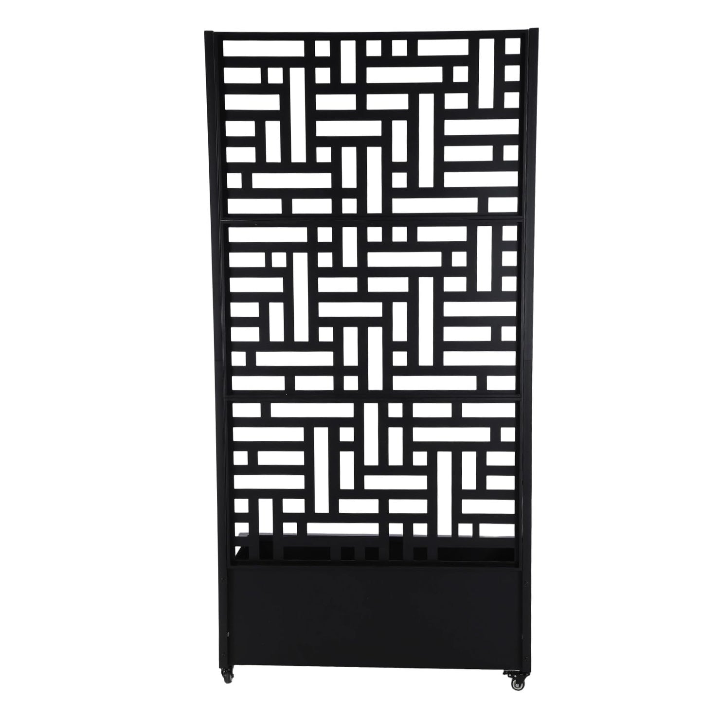 70.87x35.43x15.75 Inch Metal Planter Box with Trellis and Wheels Raised Garden Bed with Drainage Holes Privacy Planters Suitable for Climbing Plants and Vegetables (02)