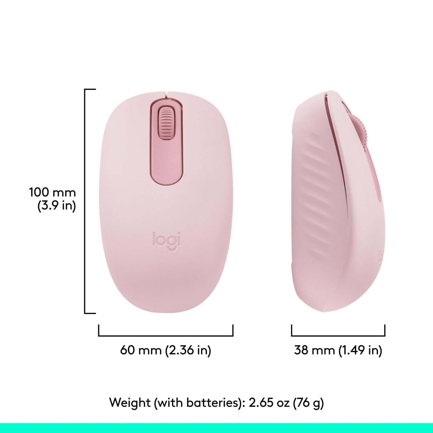 Logitech M196 Bluetooth Wireless Mouse, Compact and Portable Mouse for Laptops, Tablets and More, 12-Month Battery, Smooth Tracking, Compatible with PC and Mac, Windows and macOS - Rose