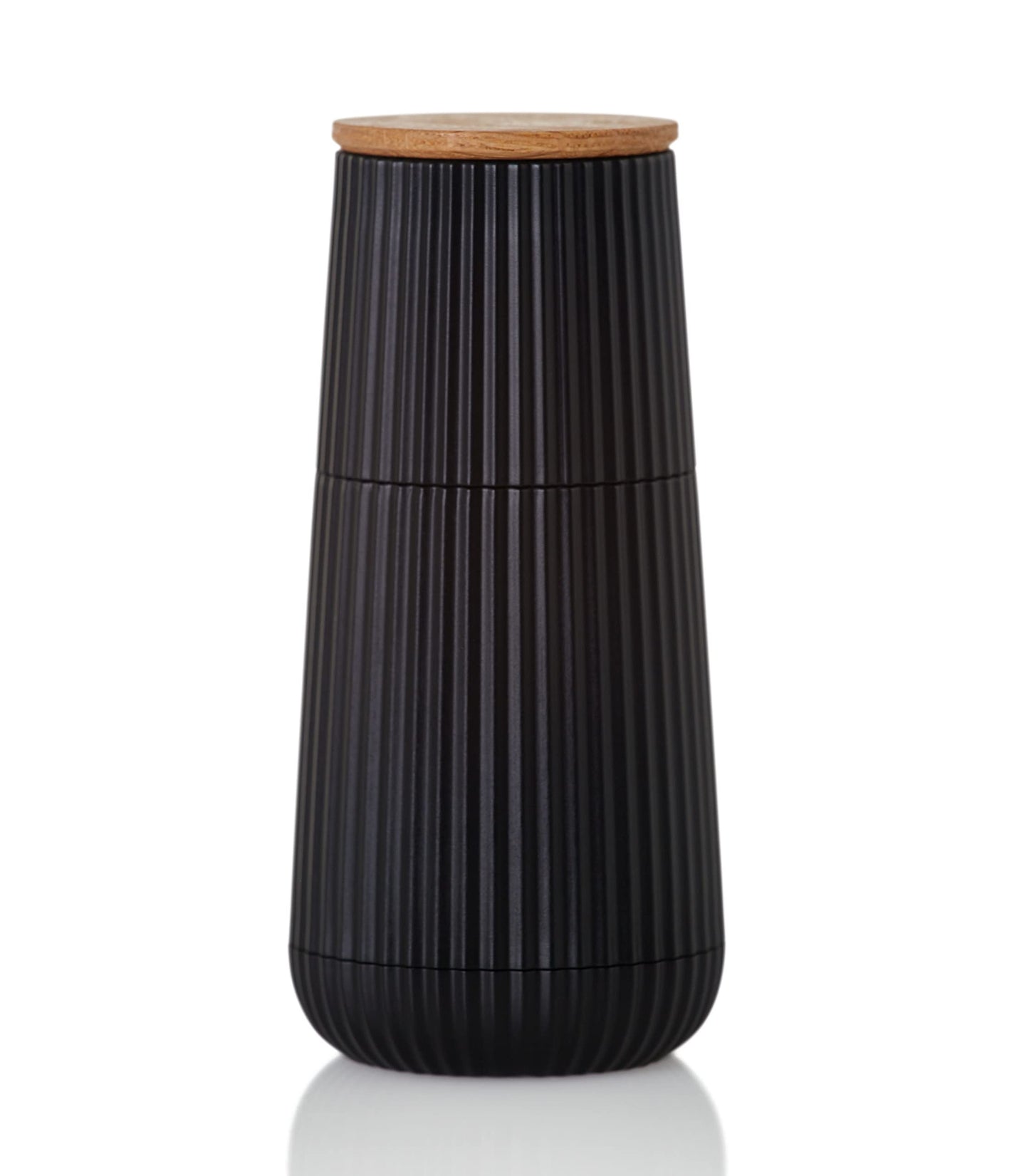 AdHoc Pepper and Salt Mill Set Scape, Black & White, CeraCut Ceramic Grinder, Plastic/Oak Wood, D: 5,8 cm, H: 12,3 cm